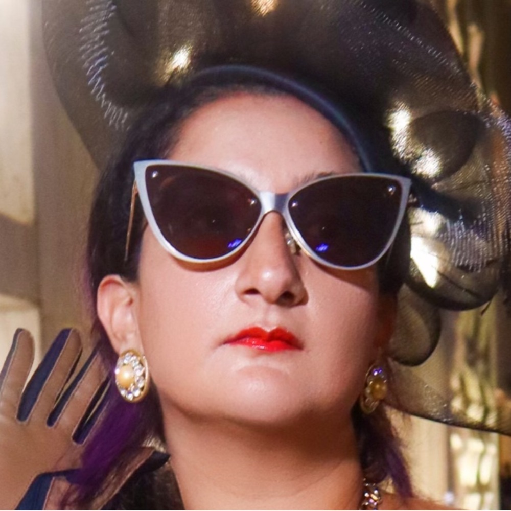 Vintage Glam Betsey Johnson Gold and Black Cat Eye Sunglasses